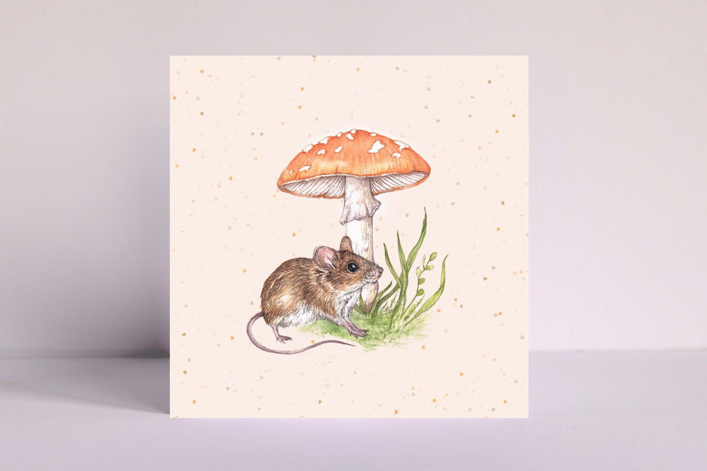 Mushy and Mouse Greetings Card, Thanks So Mush - Watercolour Cute Thank You Illustrated Personalised Card