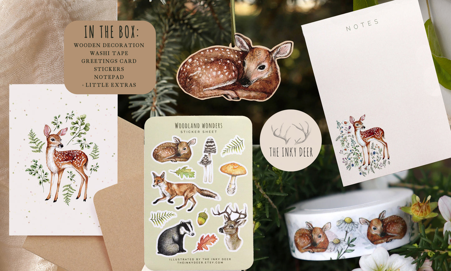 The Inky Deer Gift Set - Illustrated Nature Inspired Stationery Bundle Gift Box