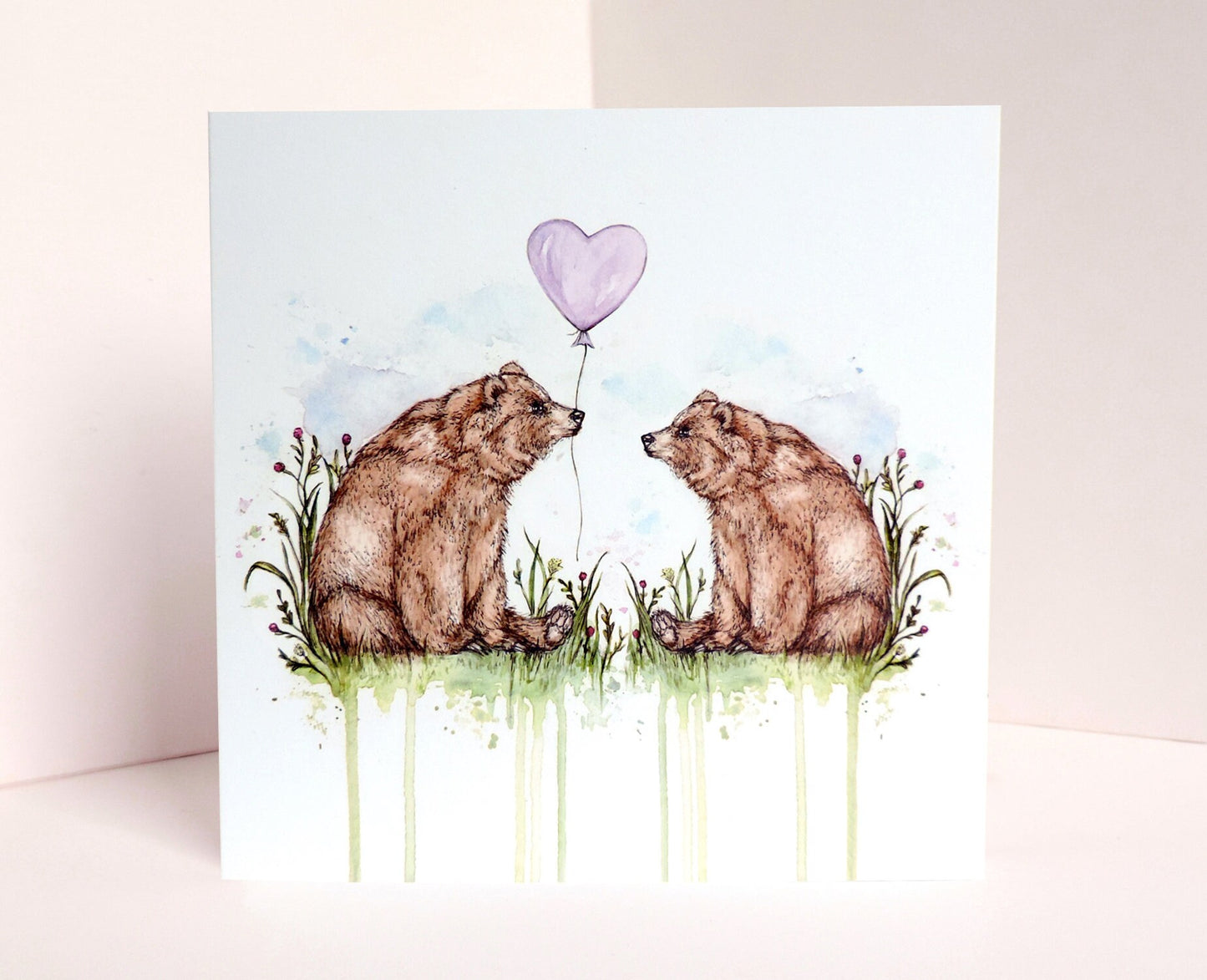 Mama Bear Mother’s Day Card, Balloon Watercolour Illustrated Greetings Card