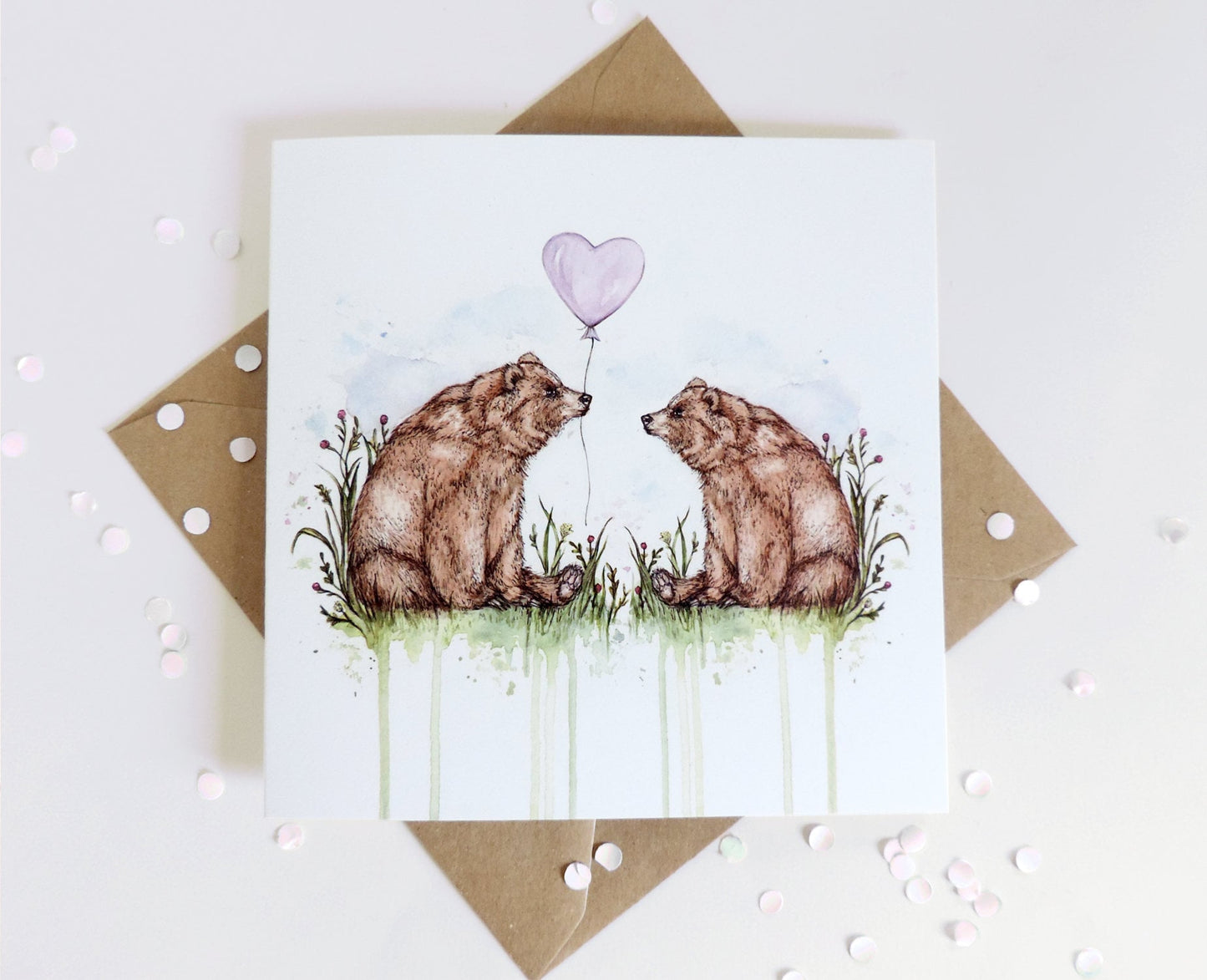 Mama Bear Mother’s Day Card, Balloon Watercolour Illustrated Greetings Card