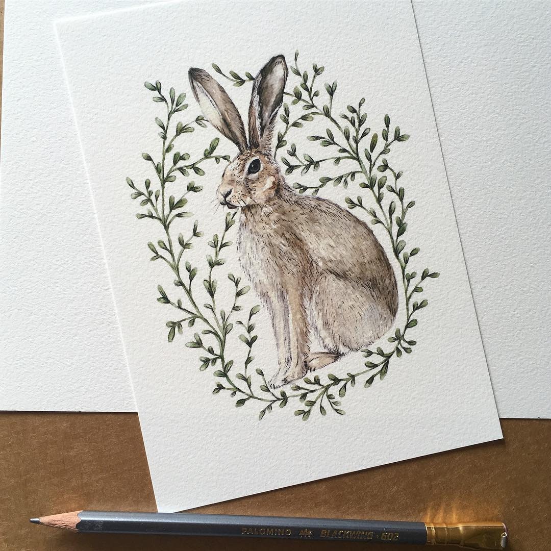 The Brown Hare Watercolour Print 8x10" 5x7"