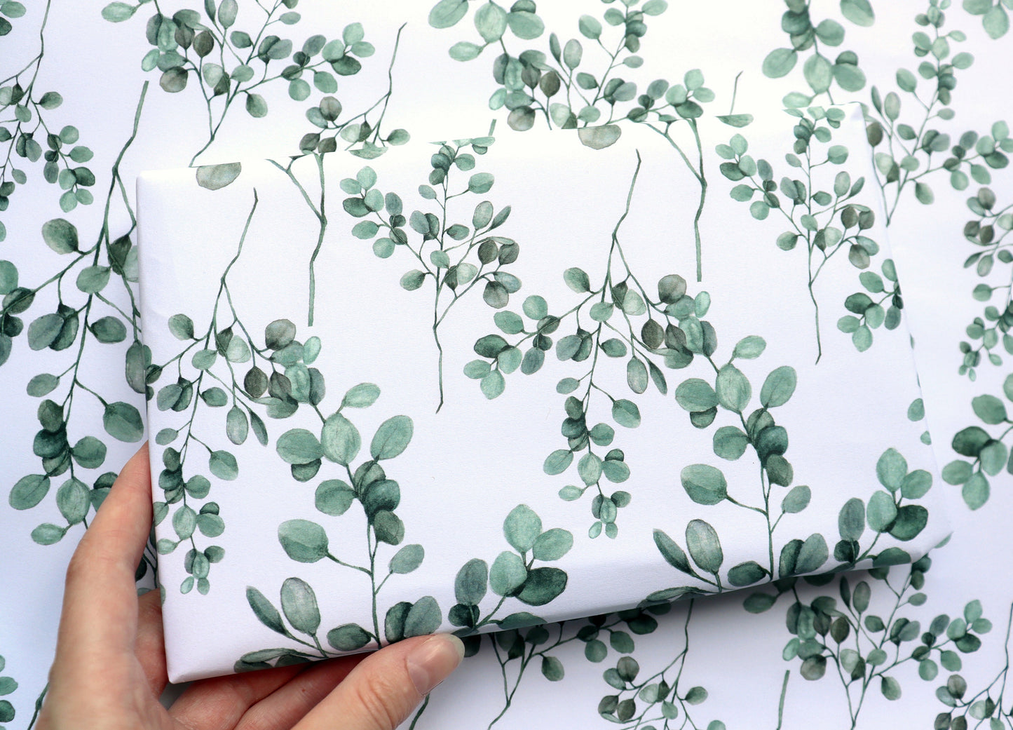 Watercolour Eucalyptus Wrapping Paper, Christmas Gift Wrap, Botanical Gift Paper, Leaf Pattern Gift Wrap Sheets