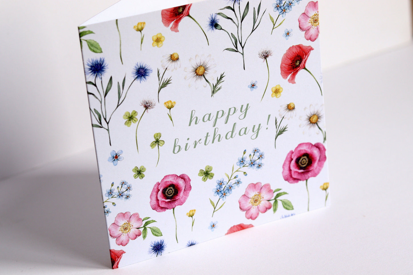 Botanical Birthday Card, British Wildflower Meadow, Mum Grandma Floral Watercolour Illustrated Greetings Card