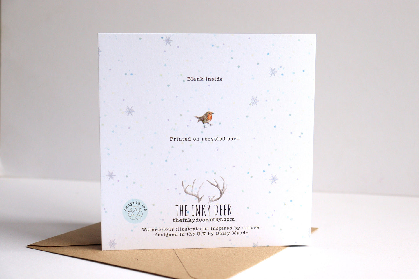 Snow Globe Stag Christmas Card, Woodland Animals Xmas, Magical Snowy Illustrated Watercolour Deer Greetings Recycled Card