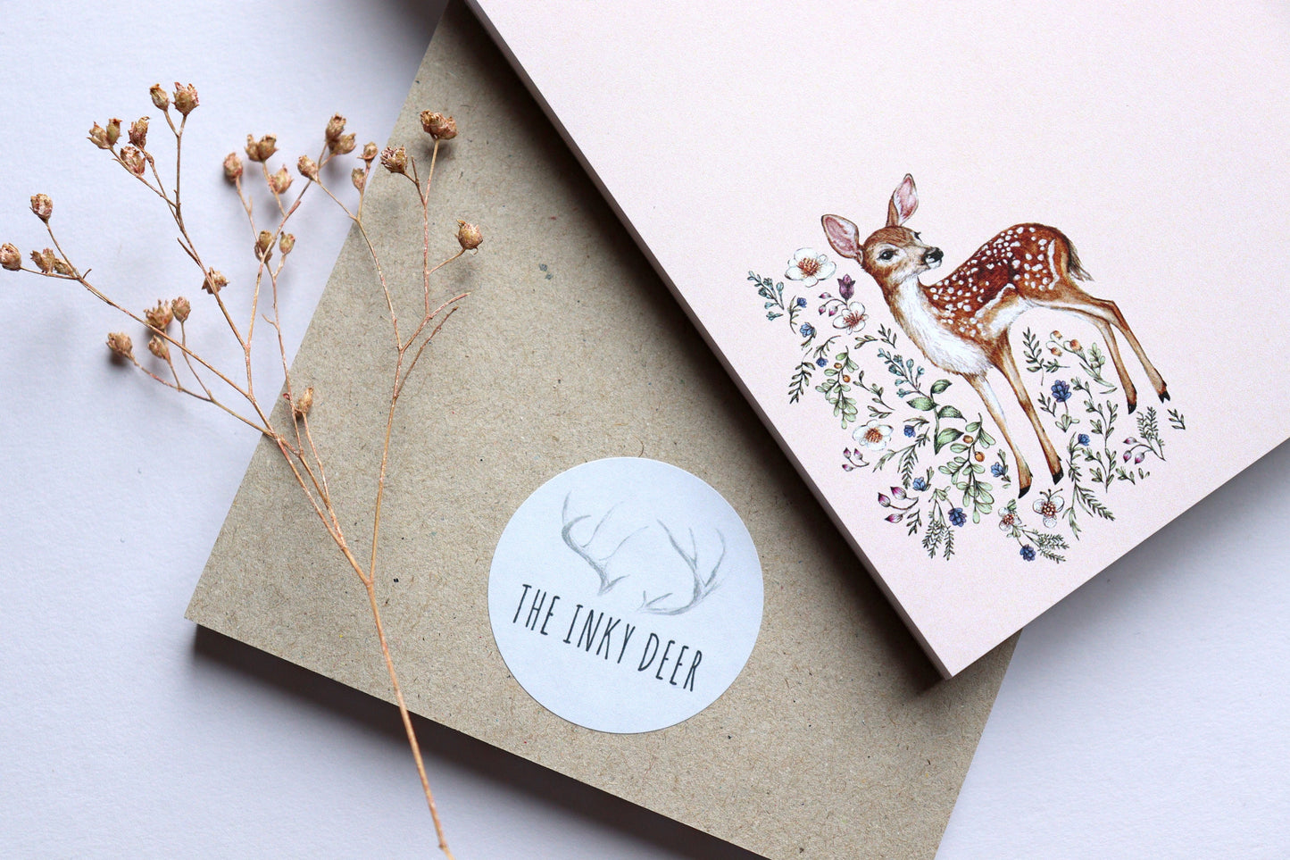 Woodland Fawn A6 Notepad, Floral Deer To-do List, Watercolour Illustrated Stationery Gift