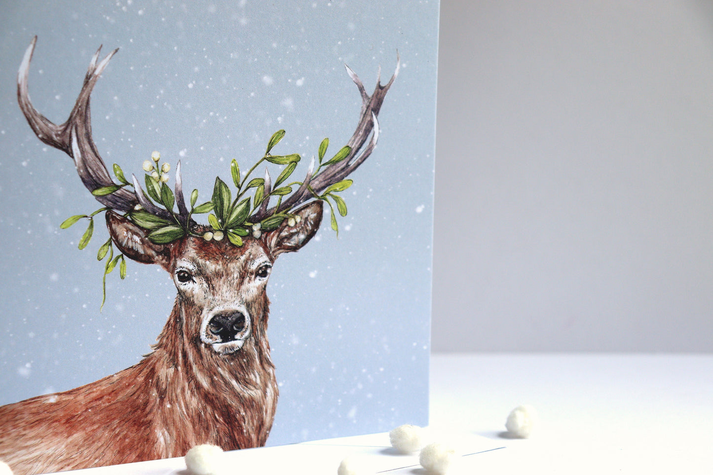 Winter Stag Christmas Card, Woodland Animal Illustrated Watercolour Deer Friend Greetings Card