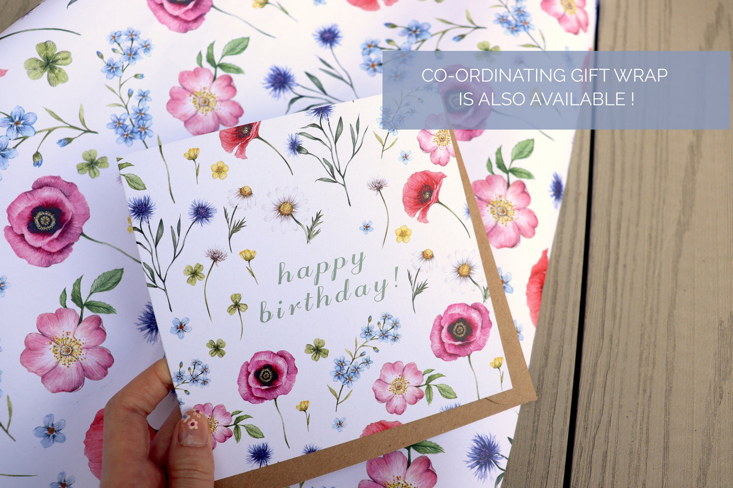 Botanical Birthday Card, British Wildflower Meadow, Mum Grandma Floral Watercolour Illustrated Greetings Card