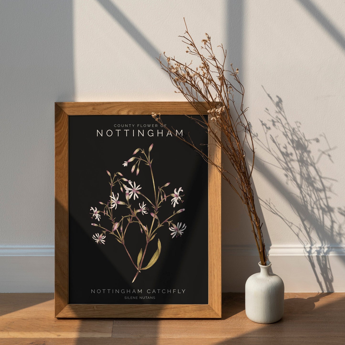 Nottingham Catchfly Watercolour Print, County Flower Of Notts Botanical Floral Poster, Wildflower Art Illustration A4 Giclee Print