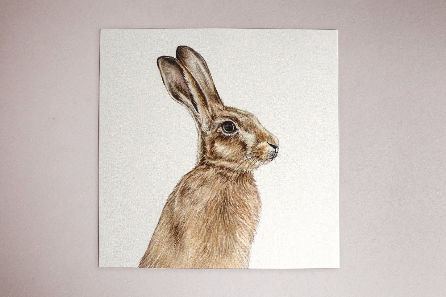 Watercolour Horace Hare Print, Woodland Animal Minimal Painting, Nursery Artwork, Square Fine Art Print 8x8" 10x10" A4