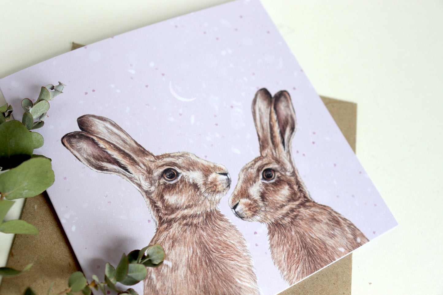 Snowy Winter Hares Christmas Card, Illustrated Woodland Animal, Winter Wedding Couple Festive Greetings Cards