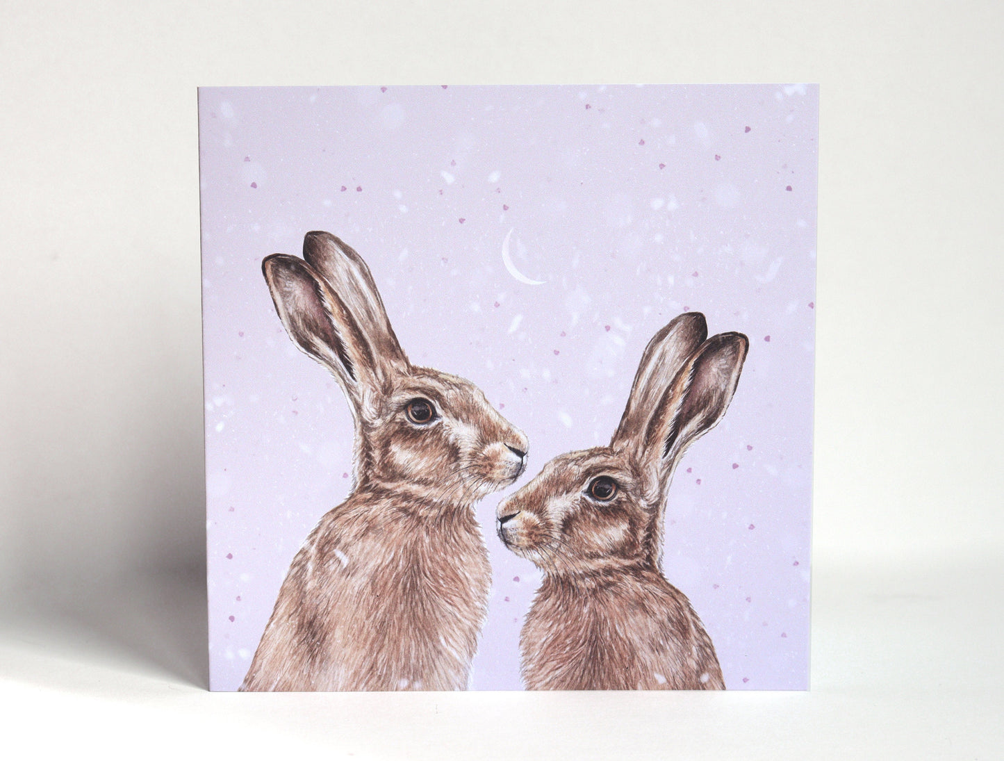 Snowy Winter Hares Christmas Card, Illustrated Woodland Animal, Winter Wedding Couple Festive Greetings Cards