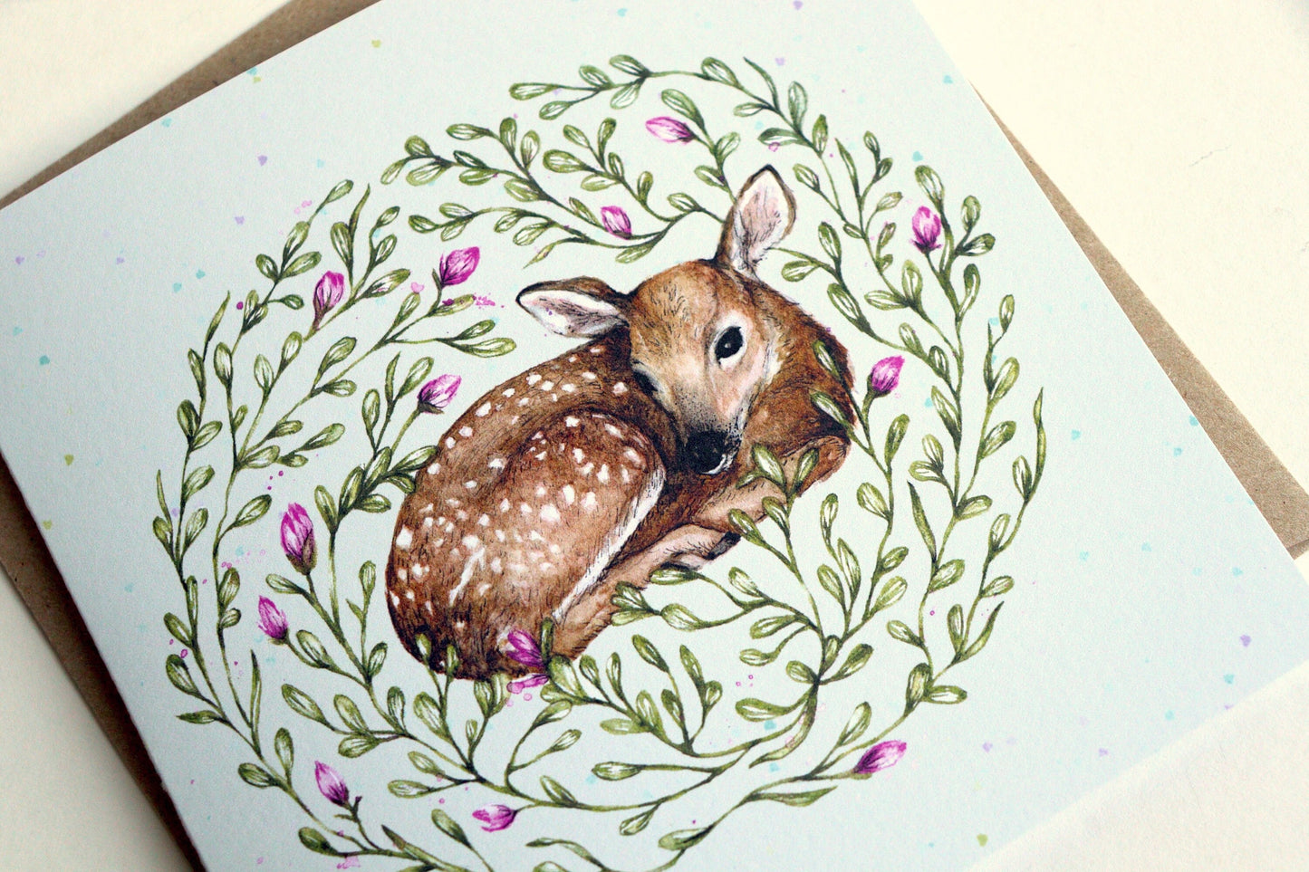 Little Fawn Greetings Card, Woodland Deer Birthday Card for Mum, Friend Illustrated Recyclable Card