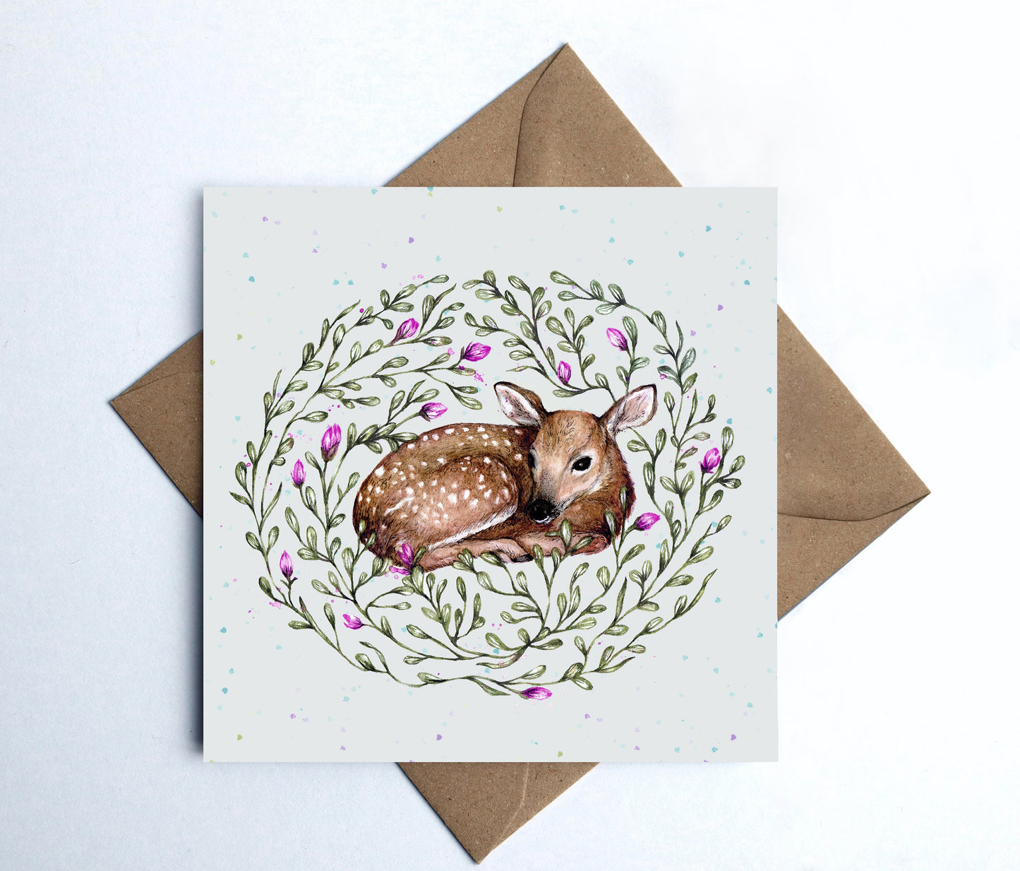 Little Fawn Greetings Card, Woodland Deer Birthday Card for Mum, Friend Illustrated Recyclable Card