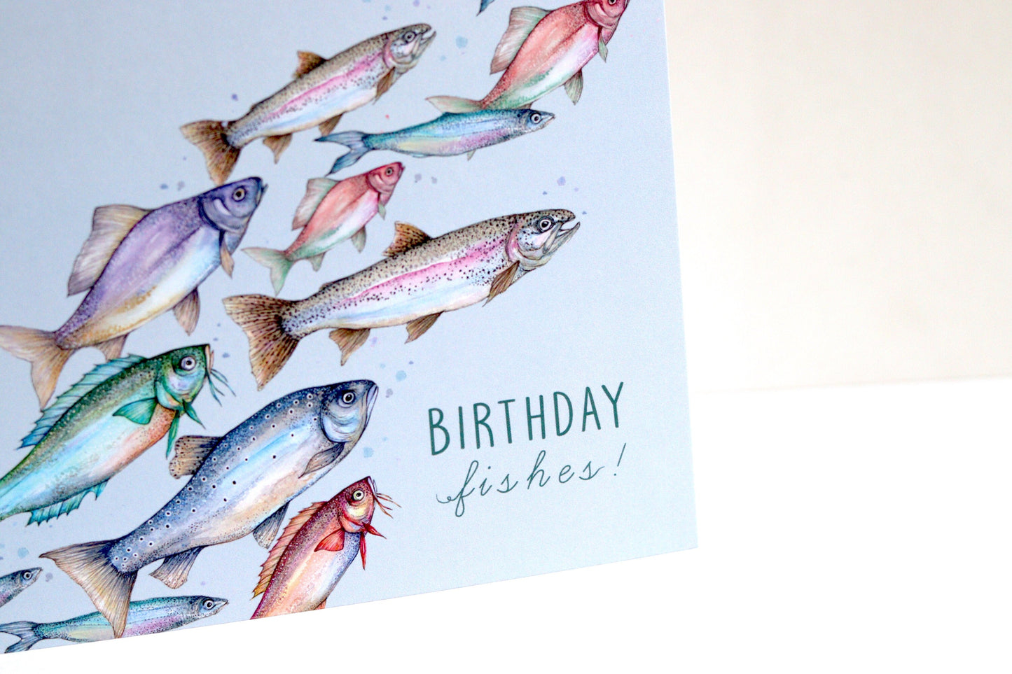 Birthday Fishes Watercolour Card, Dad Birthday Card, Grandpa Grandad, Fishing Rainbow Trout Greetings Card