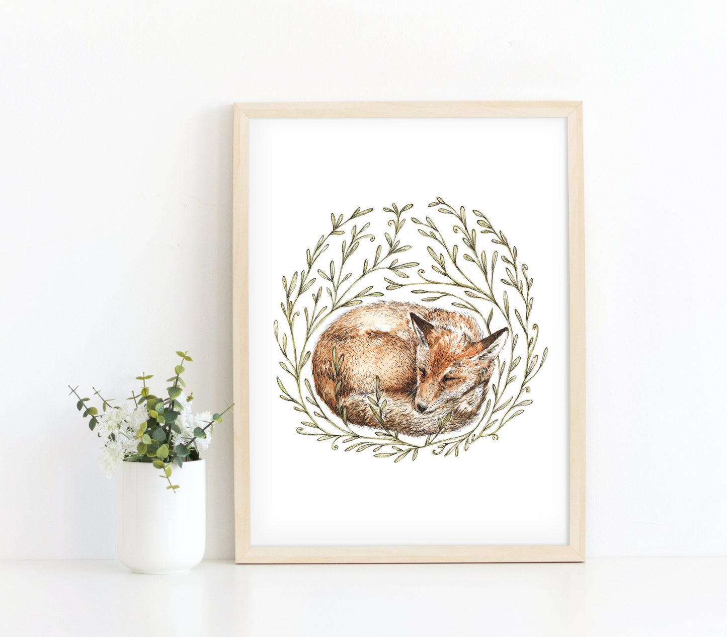 Set of 3 Watercolour Animal Illustrated Prints, Deer Fox Hare Fawn Nursery Nature Prints