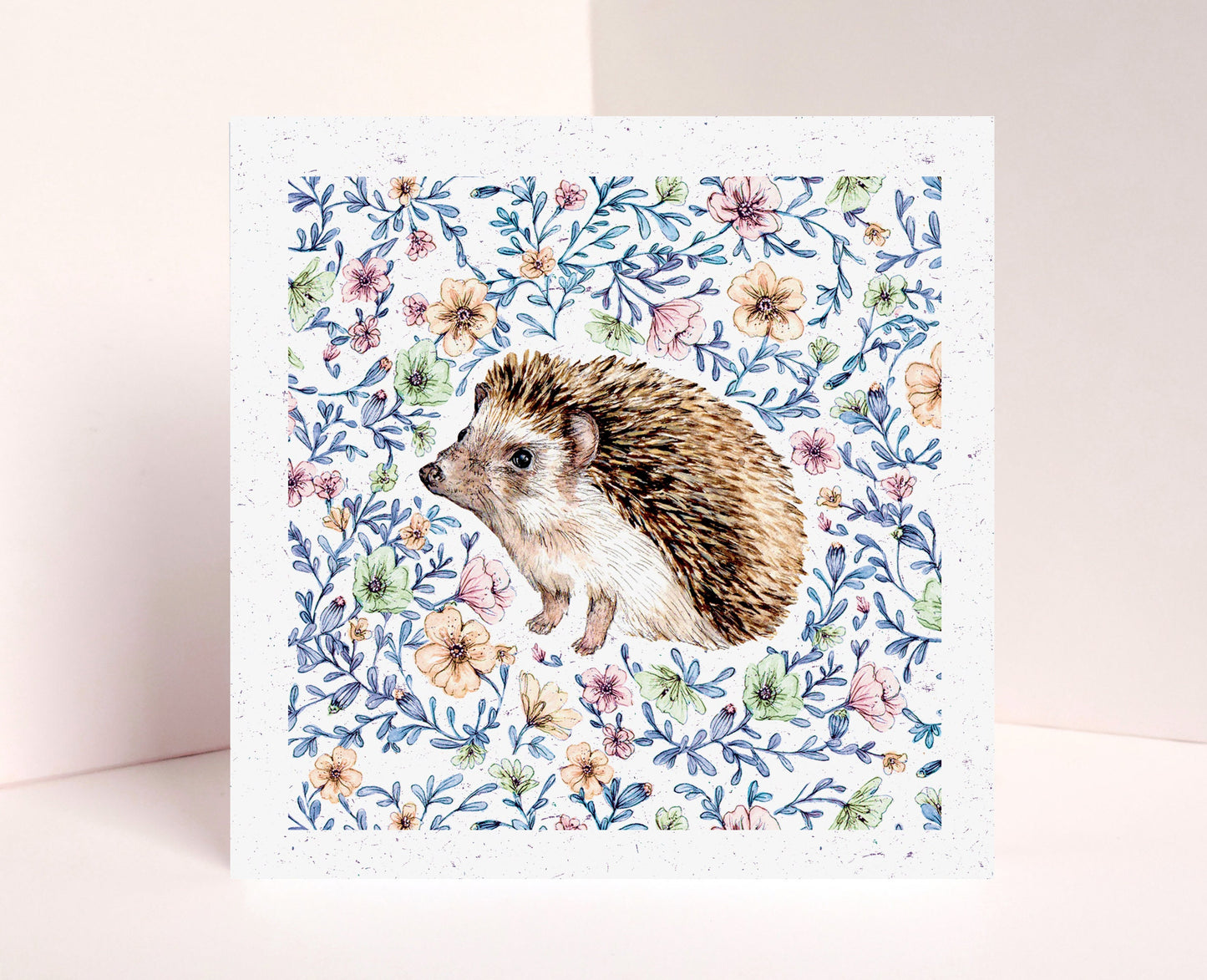 Hedgehog Greetings Card Cancer Charity, Floral Animal Birthday Card, Mother's Day Card, Illustrated Recycled Card