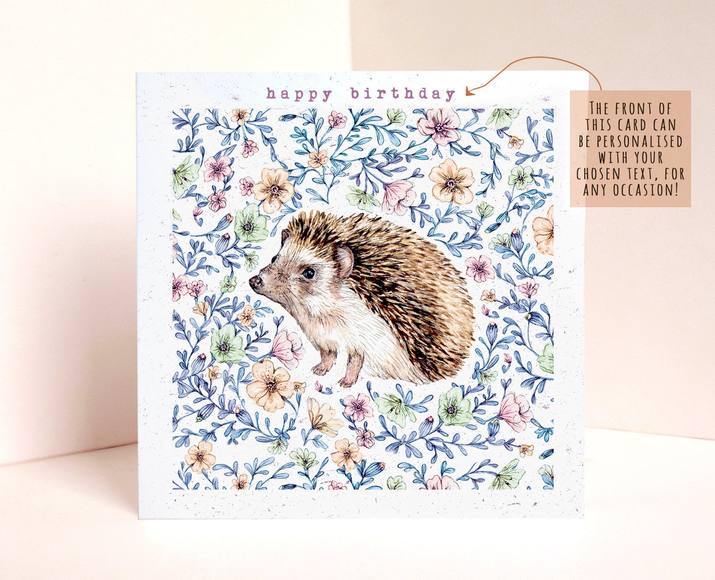 Hedgehog Greetings Card Cancer Charity, Floral Animal Birthday Card, Mother's Day Card, Illustrated Recycled Card
