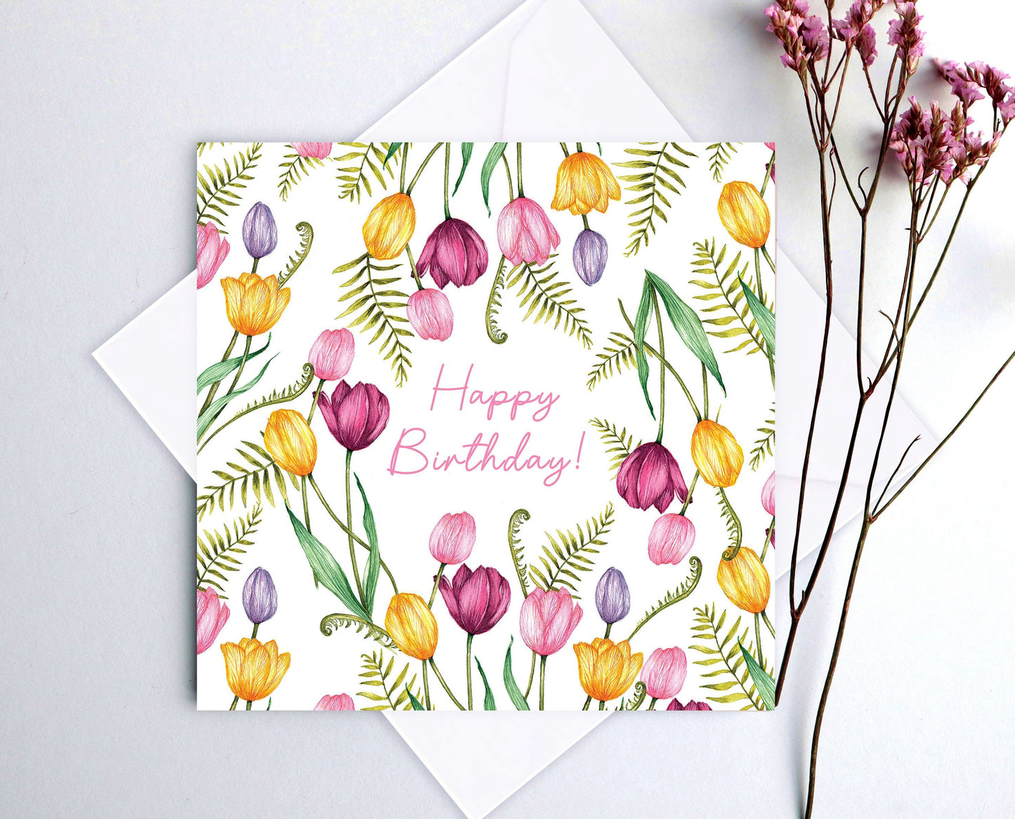 Springtime Tulip Personalised Card for Mum Grandma Mother's Day Greetings Card