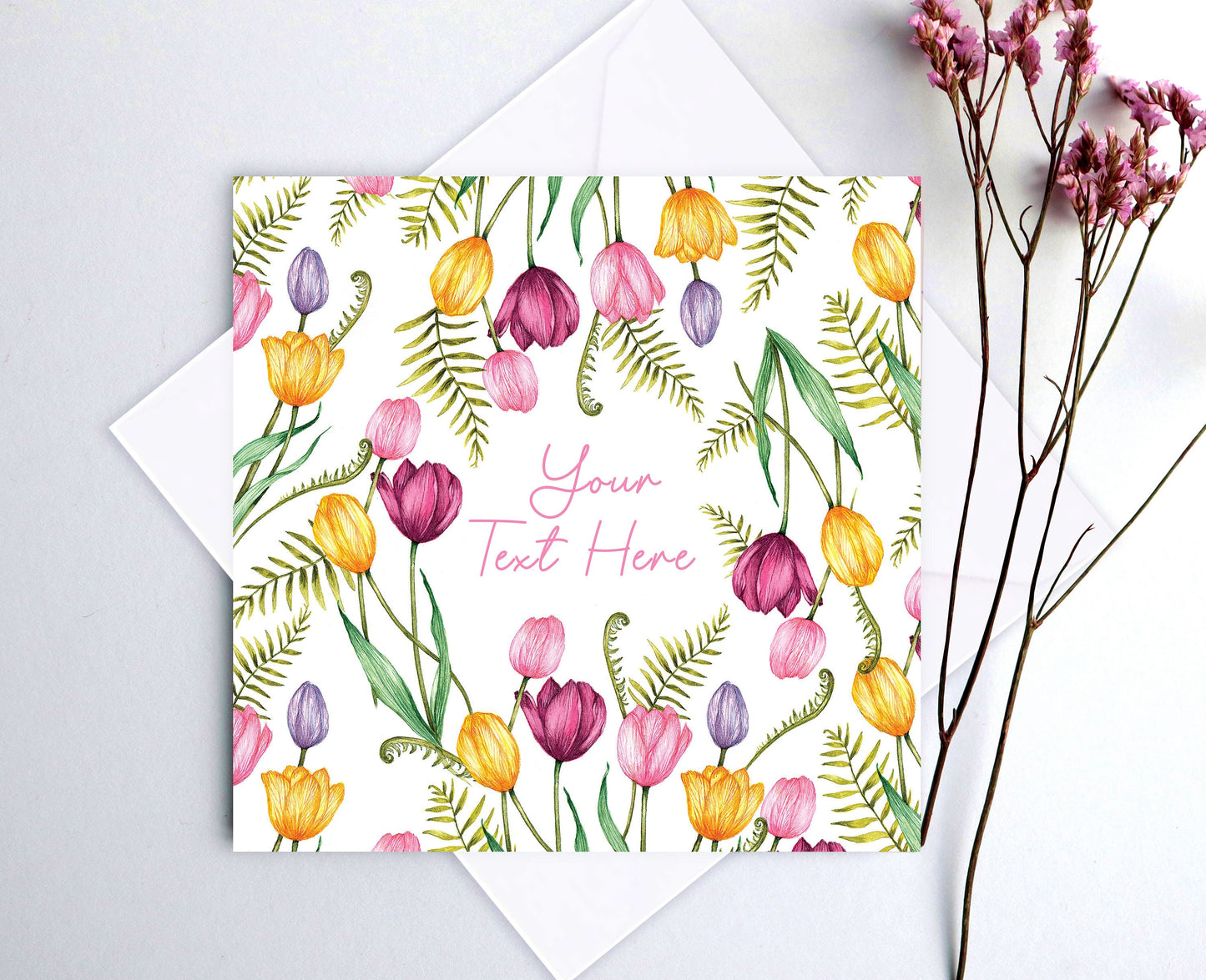 Springtime Tulip Personalised Card for Mum Grandma Mother's Day Greetings Card