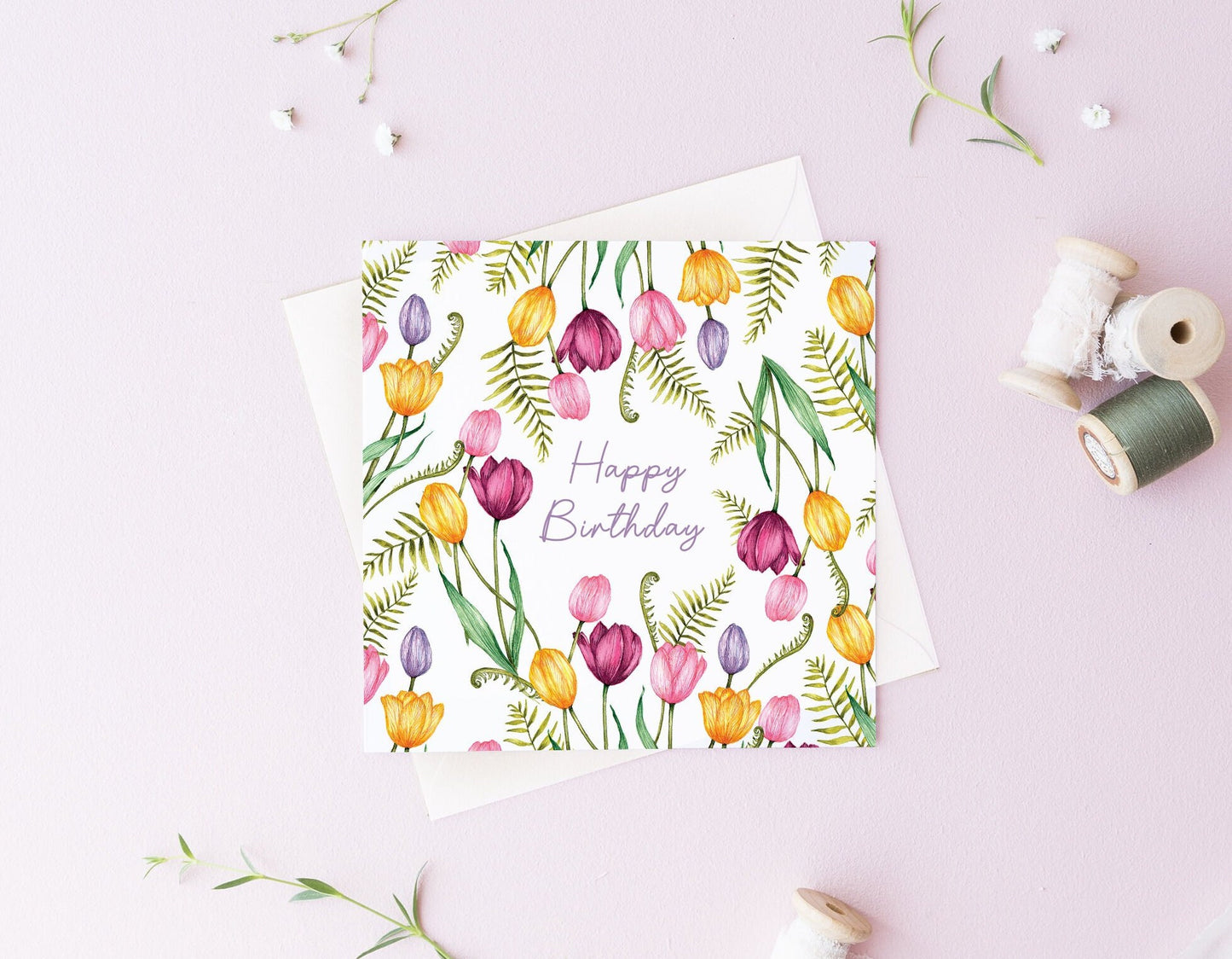 Springtime Tulip Personalised Card for Mum Grandma Mother's Day Greetings Card