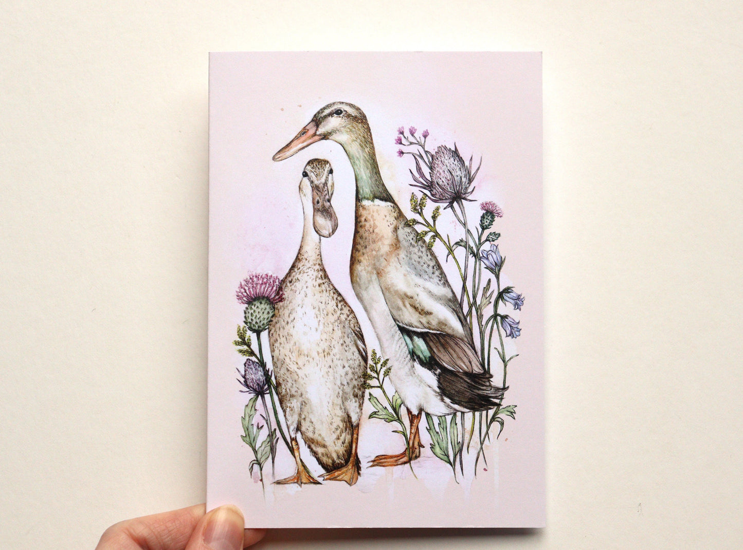 Runner Ducks Greetings Card Floral Birthday Card for Her A6