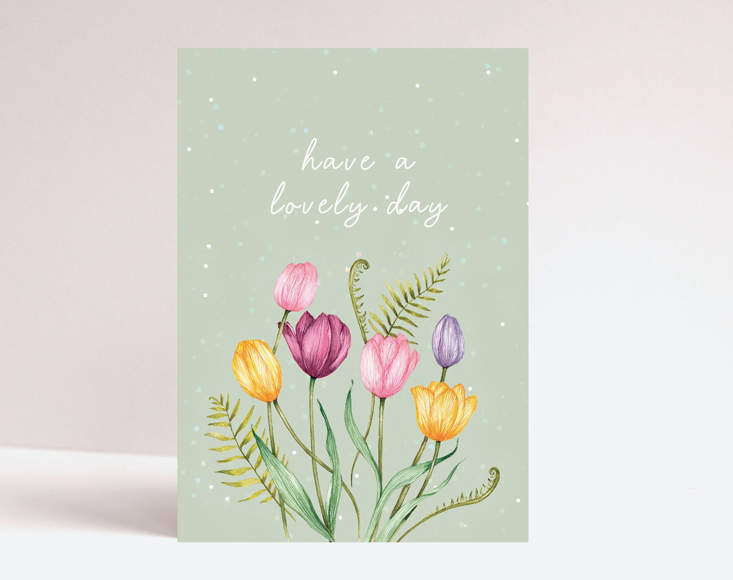 Pastel Tulips Birthday Card for Mum Grandma Sister, Floral Watercolour Illustrated Greetings Card A6