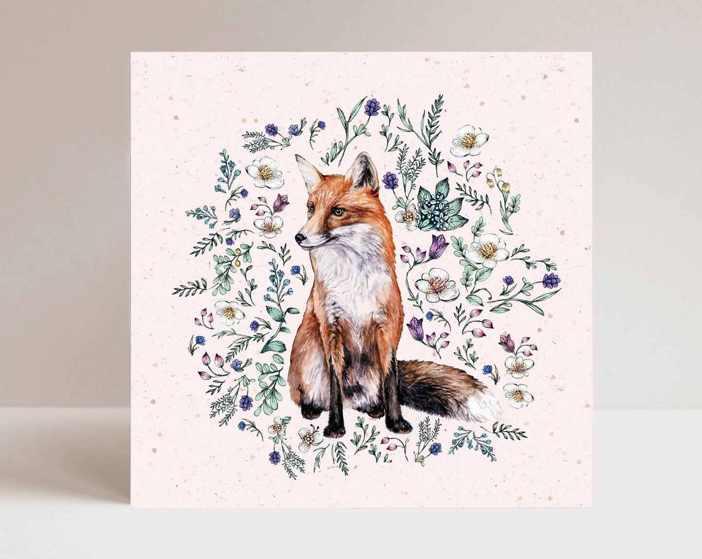 Floral Fox Charity Card, Watercolour Illustrated Woodland Animal Birthday Greetings Card