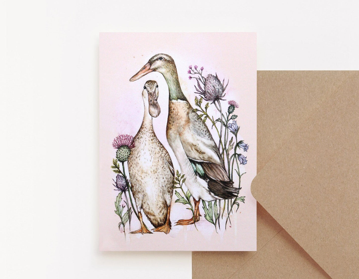 Runner Ducks Greetings Card Floral Birthday Card for Her A6