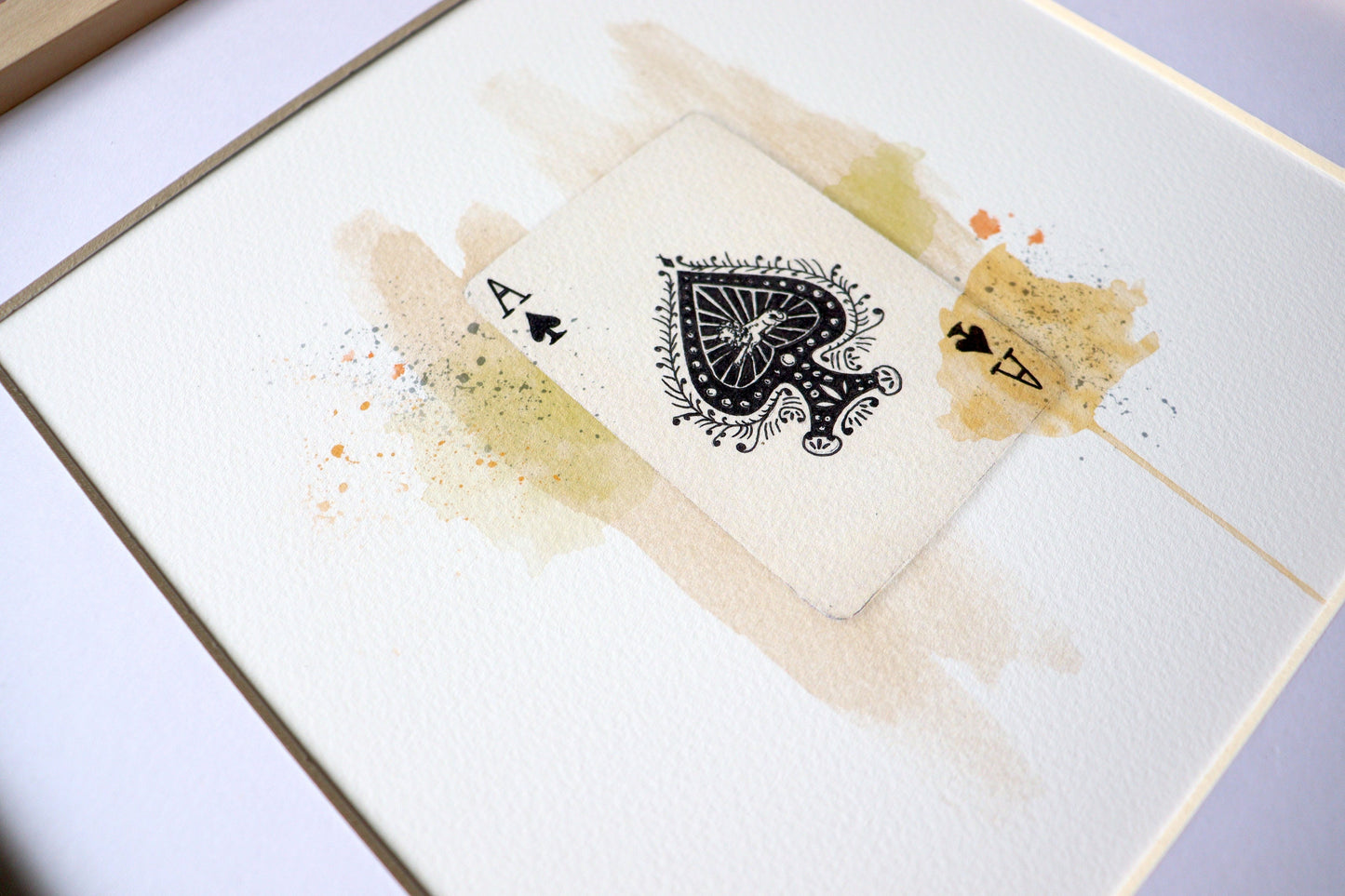 Ace Of Spades Watercolour Print 8x8" 10x10" A5