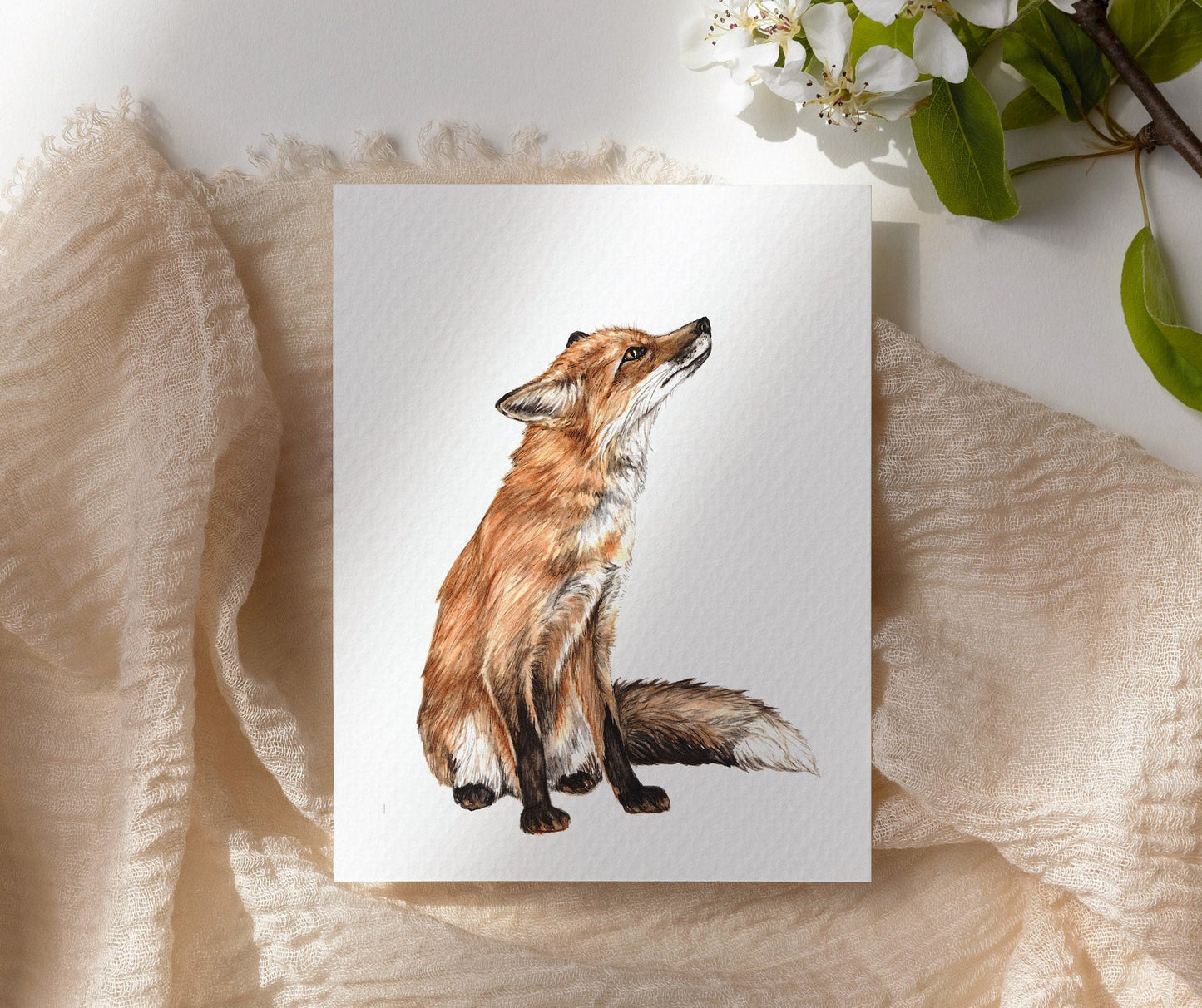 Biscuit the Fox, Urban Fox Charity Print Nature Watercolour Illustration Fine Art Mini Print, Animal Nursery Art, 5x7" A5