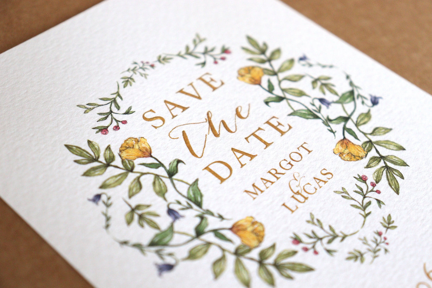 Delicate Botanical Save The Date Invitation, Floral Wedding Invites Suite A6