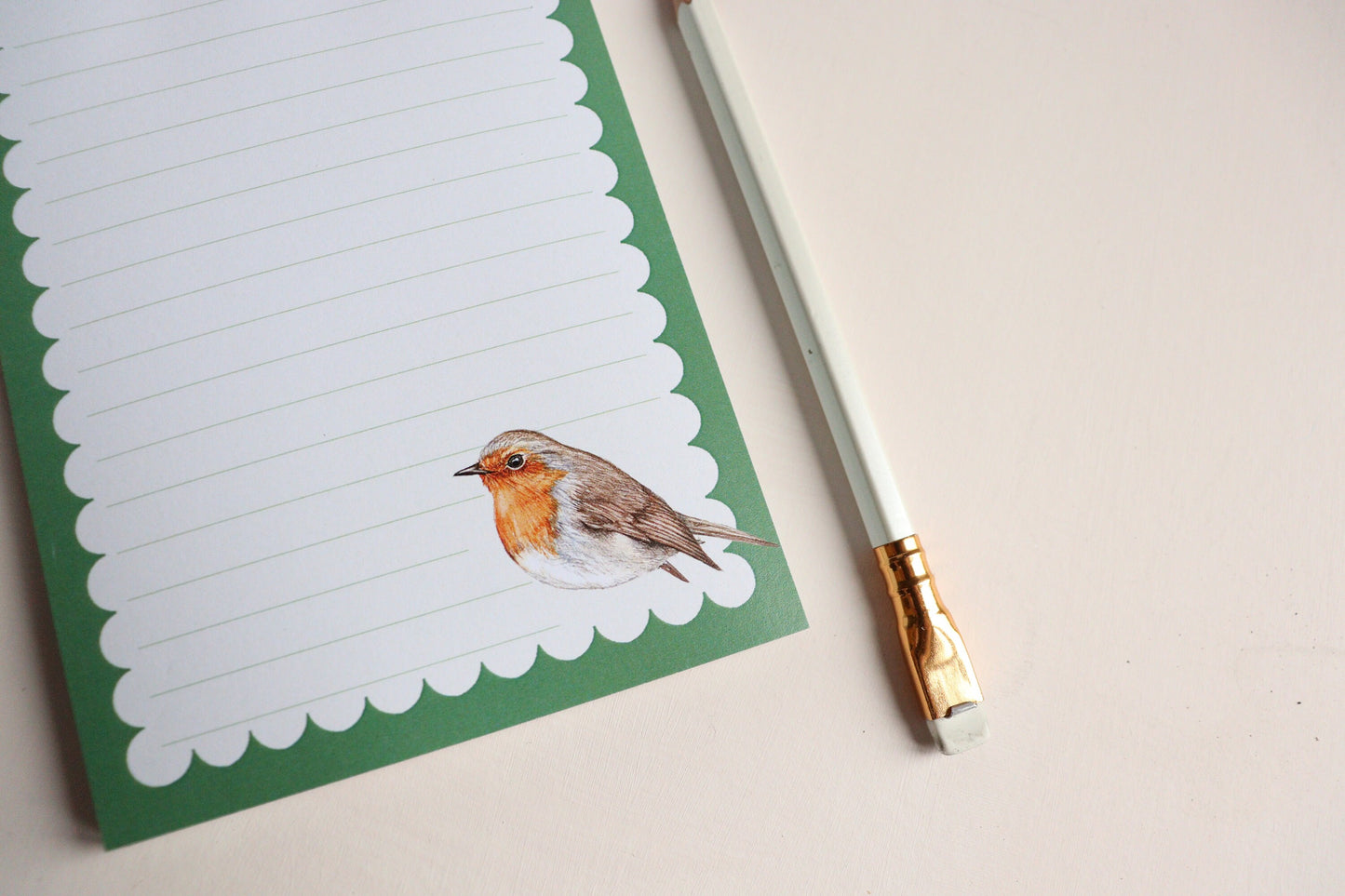 Winter Robin A6 Notepad, Christmas Shopping To-do List, Watercolour Illustrated Stationery Gift