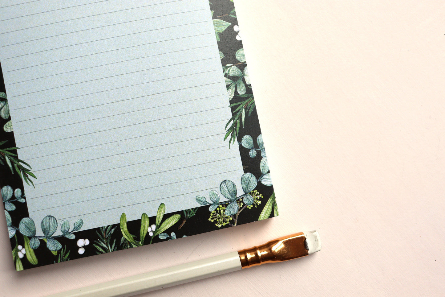 Winter Foliage A6 Notepad, Christmas Shopping Festive To-do List, Watercolour Illustrated Botanical Stationery Gift
