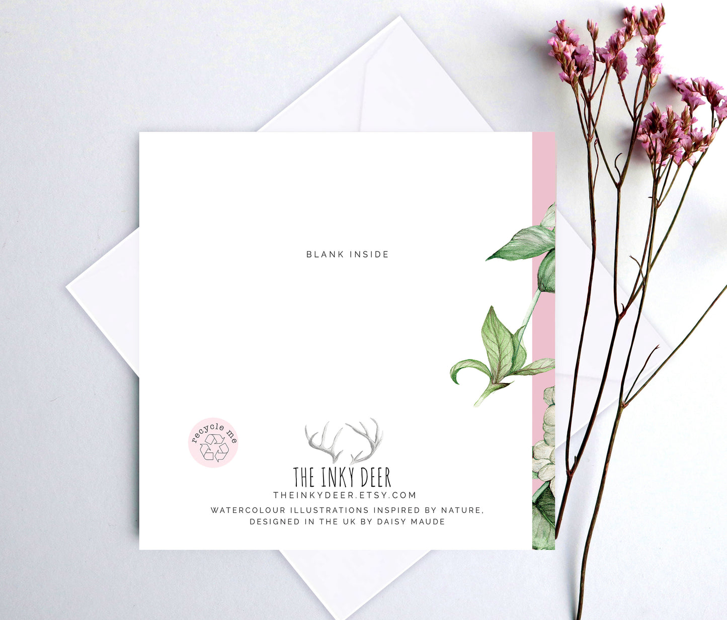 Pink Hydrangea Personalised Happy Birthday Card for Friend, Mum Grandma, Botanical Floral Watercolour Greetings Card
