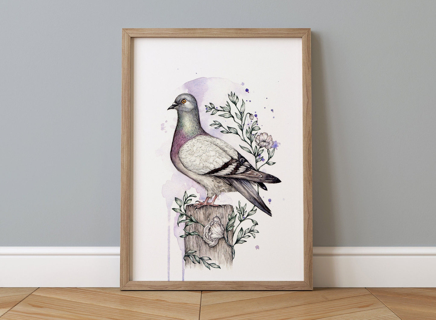 Pigeon Watercolour Print, Cute Illustrated Bird Artwork, Giclee Fine Art Print A4 A5 - Mr Pigeon