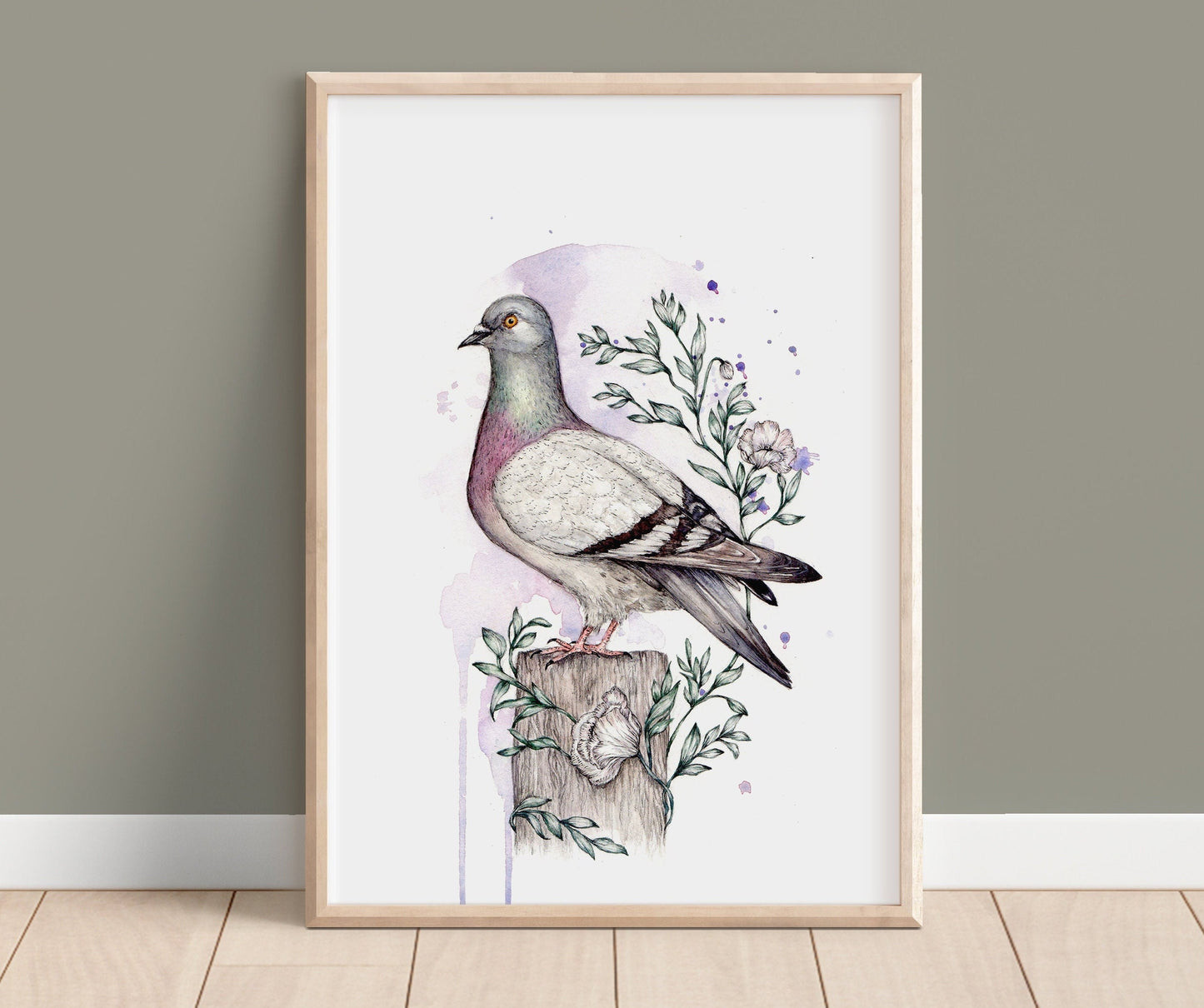 Pigeon Watercolour Print, Cute Illustrated Bird Artwork, Giclee Fine Art Print A4 A5 - Mr Pigeon