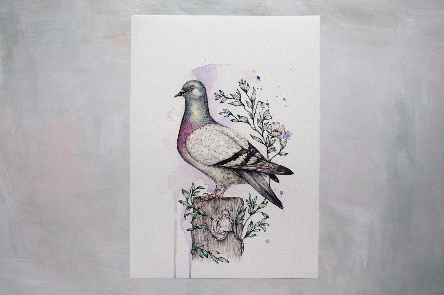 Pigeon Watercolour Print, Cute Illustrated Bird Artwork, Giclee Fine Art Print A4 A5 - Mr Pigeon