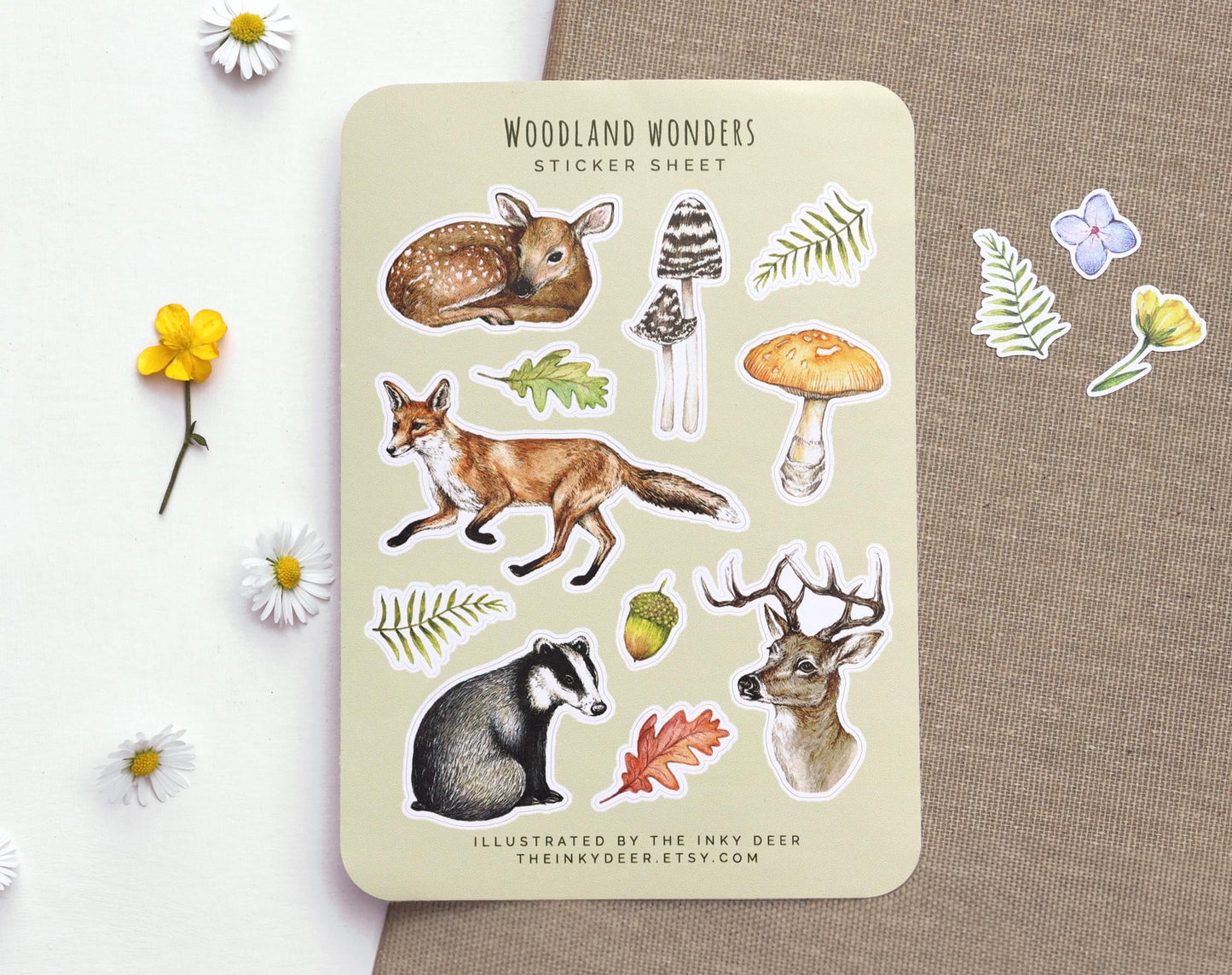 Woodland Wonders Sticker Sheet, Autumnal Scrapbooking, Watercolour Journal Stickers A6