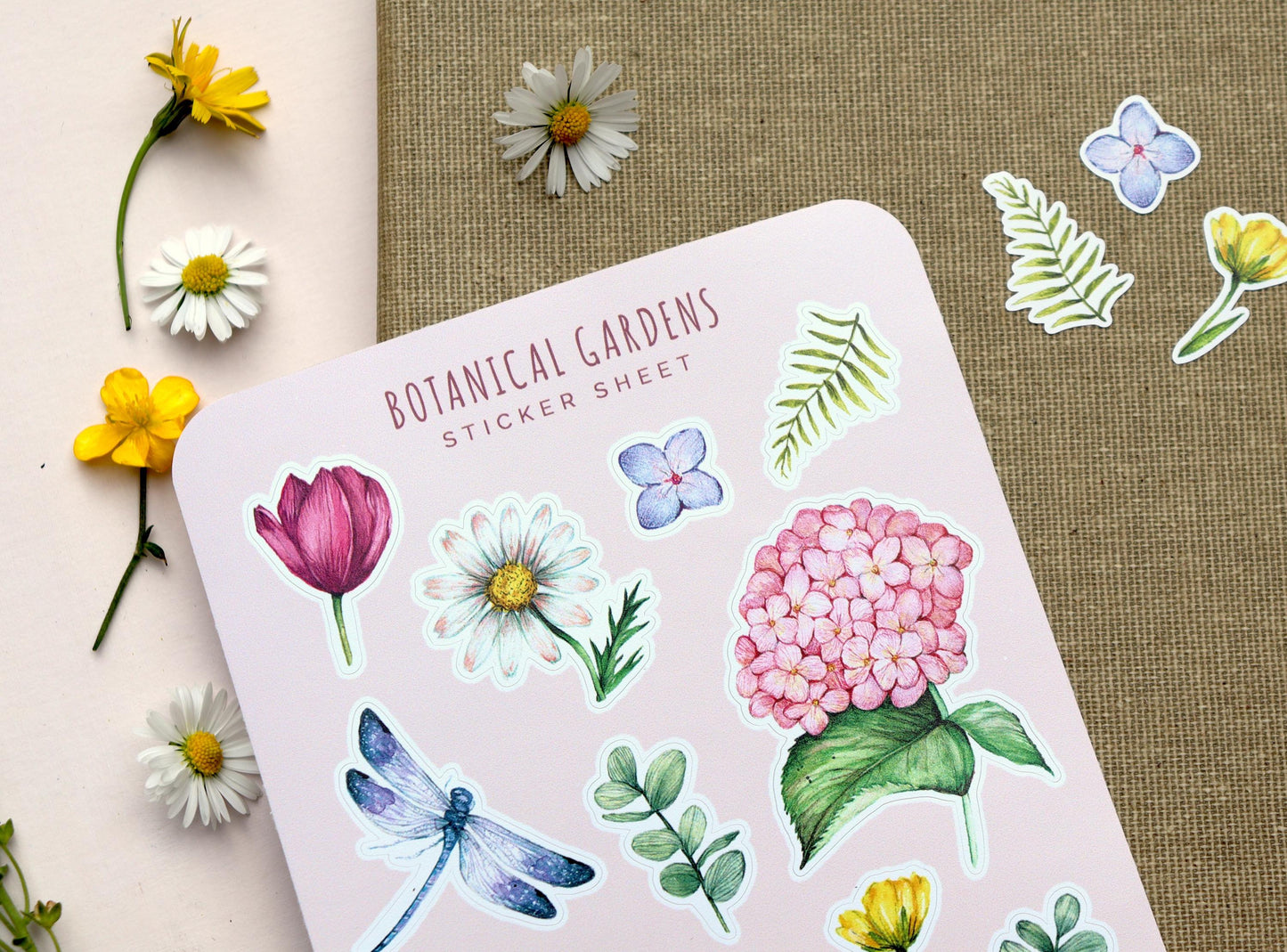 Botanical Gardens Sticker Sheet, Floral Summer Scrapbooking, Watercolour Journal Stickers A6
