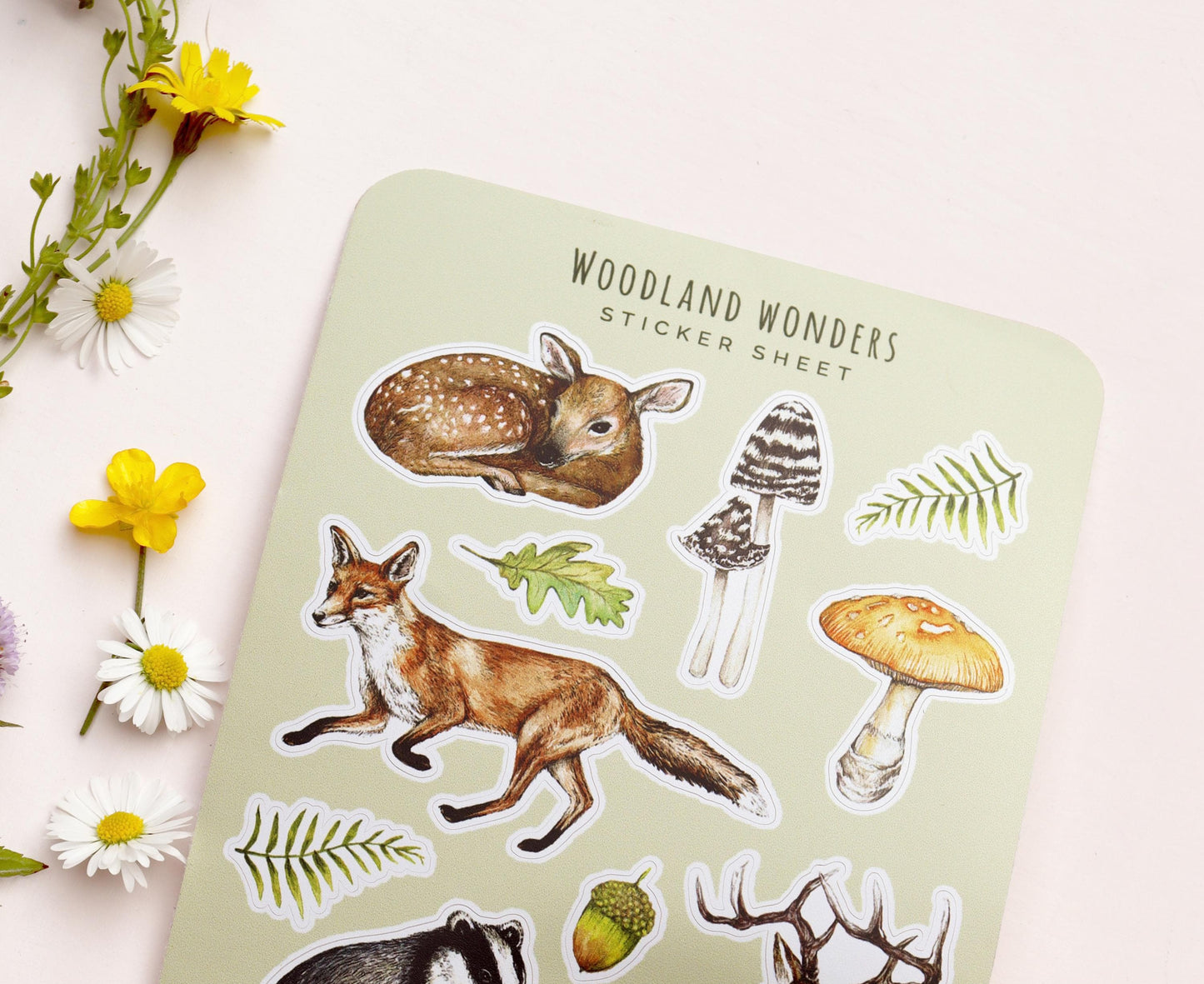 Woodland Wonders Sticker Sheet, Autumnal Scrapbooking, Watercolour Journal Stickers A6