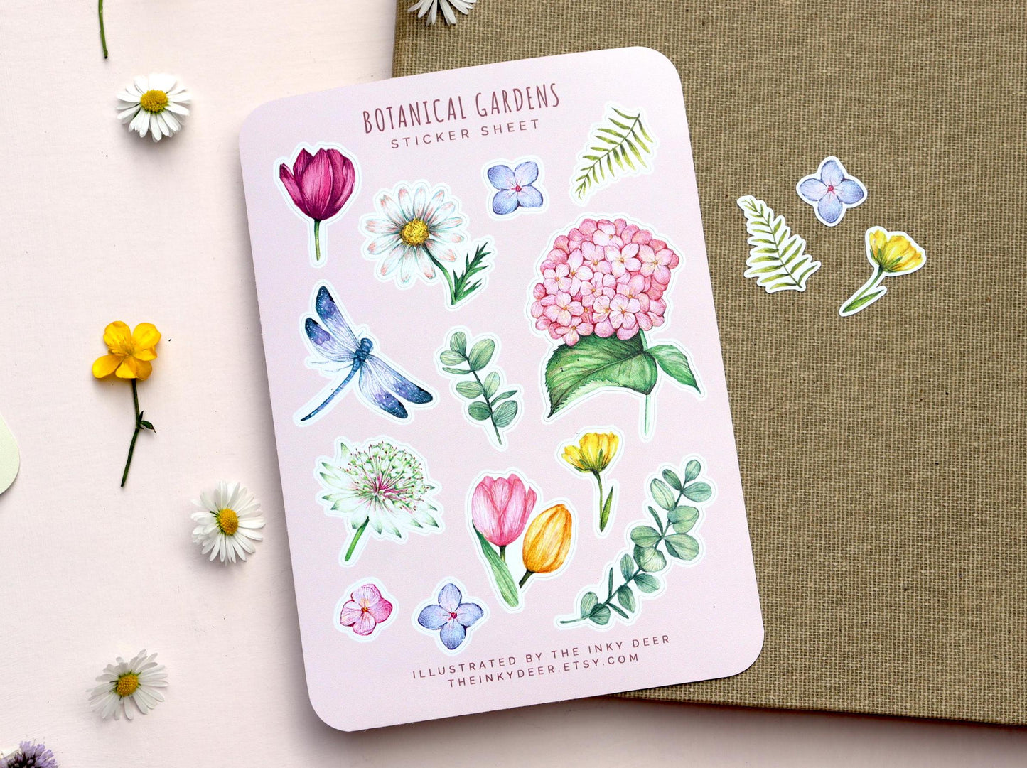 Botanical Gardens Sticker Sheet, Floral Summer Scrapbooking, Watercolour Journal Stickers A6