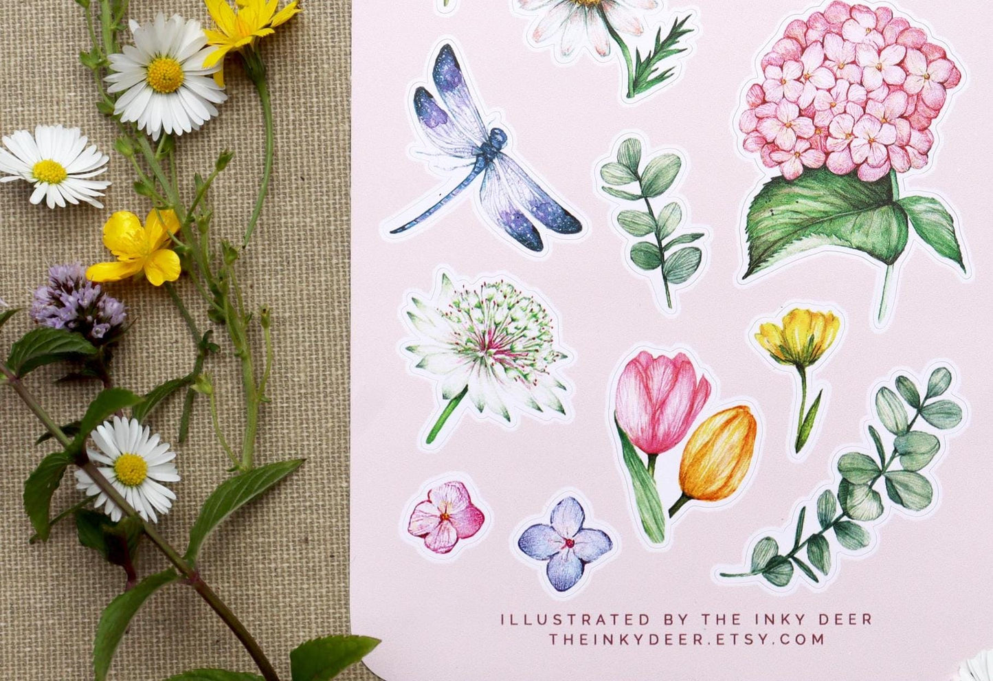 Botanical Gardens Sticker Sheet, Floral Summer Scrapbooking, Watercolour Journal Stickers A6