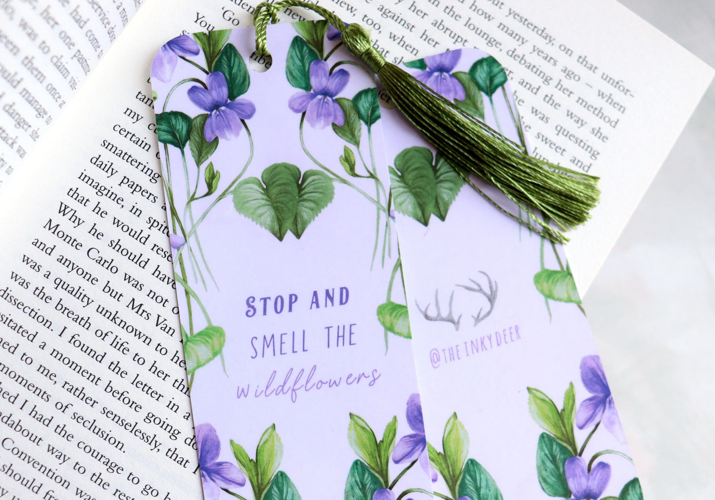 Wildflowers Violet Purple Bookmark, Botanical Book Lovers, Bookish Gift Bookmark