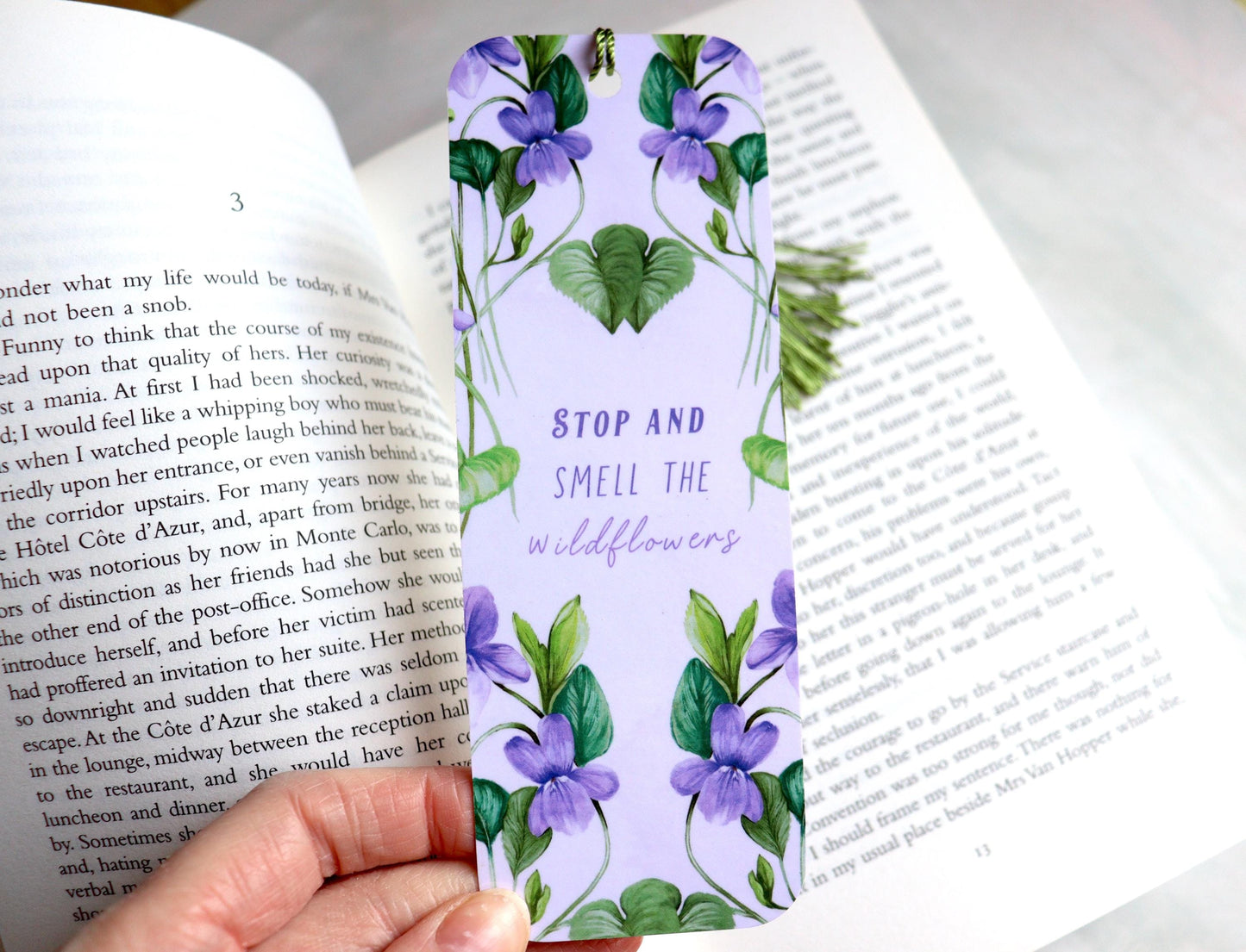 Wildflowers Violet Purple Bookmark, Botanical Book Lovers, Bookish Gift Bookmark