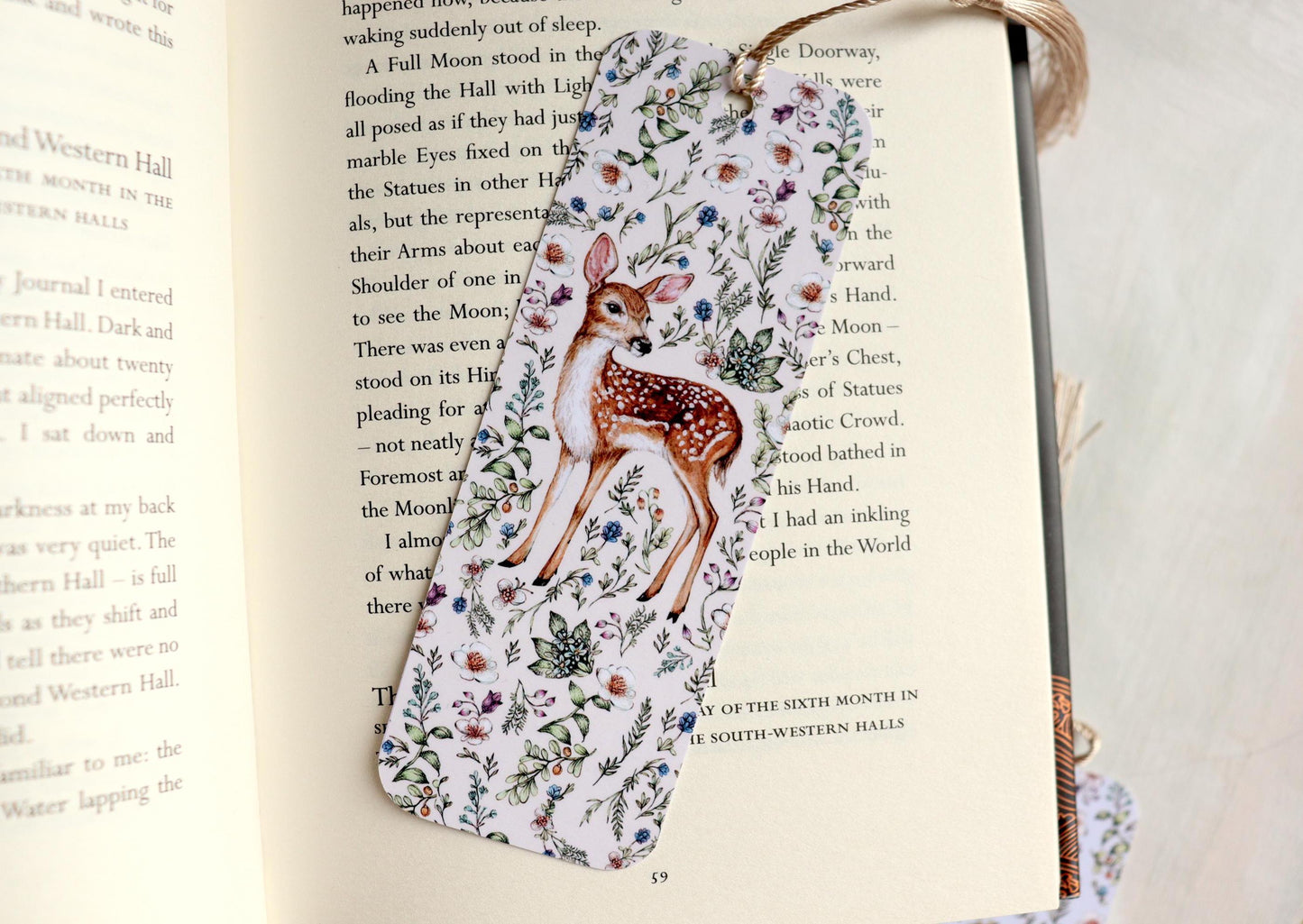 Fawn with Wildflowers Bookmark, Floral Book Lovers, Bookish Gift, Cute Animal Bookmark