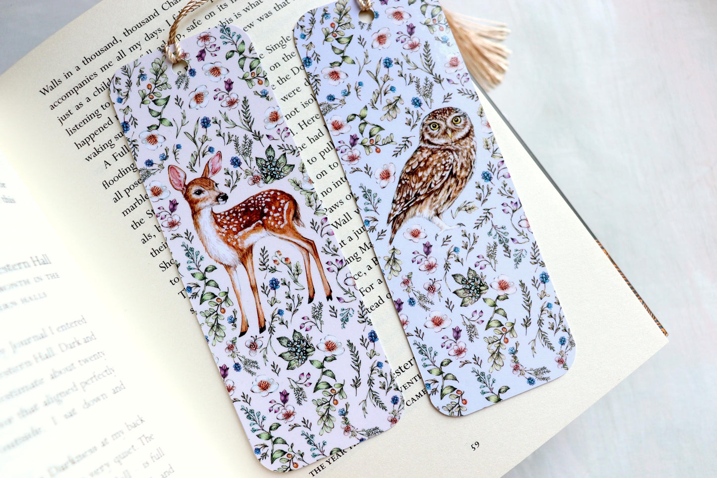 Fawn with Wildflowers Bookmark, Floral Book Lovers, Bookish Gift, Cute Animal Bookmark