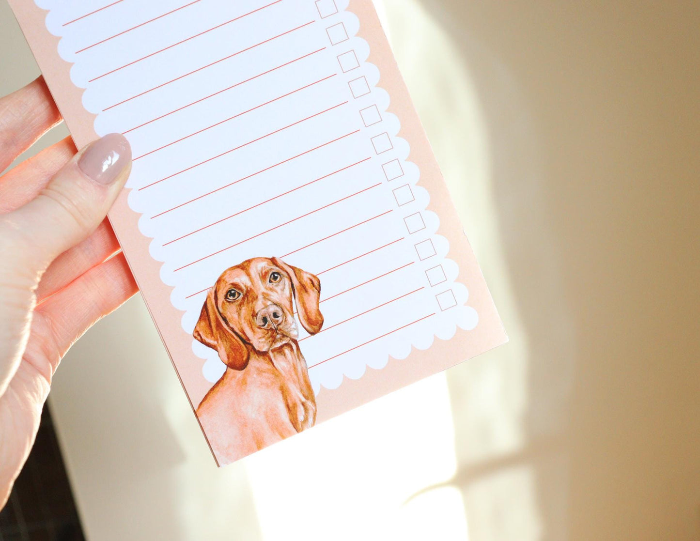 Hungarian Vizsla Notepad, Things To Fetch Shopping List, Illustrated Stationery Gift for Dog Owners