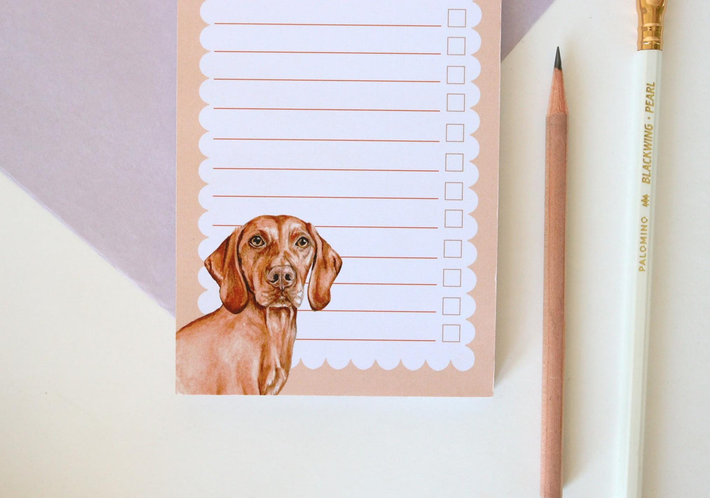 Hungarian Vizsla Notepad, Things To Fetch Shopping List, Illustrated Stationery Gift for Dog Owners