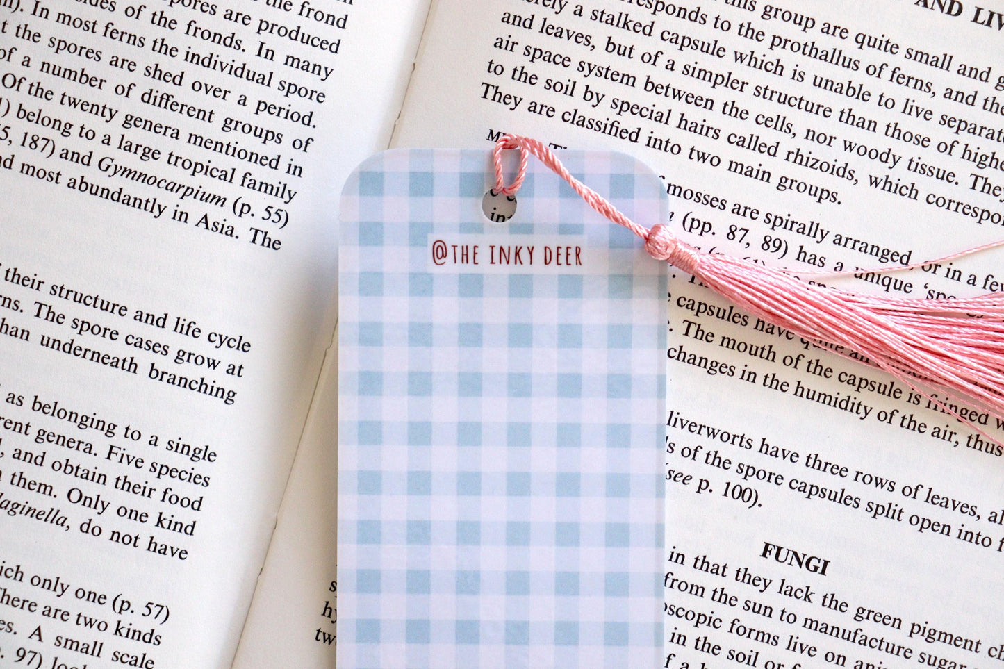 Illustrated Gingham Bookmark Set, Book Lovers, Bookish Gift, Pink Blue Miso The Mouse Horace Hare Watercolour Floral Bookmarks
