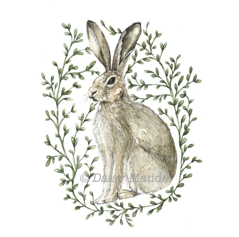 The Brown Hare Watercolour Print 8x10" 5x7"